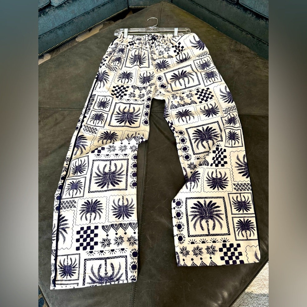 Navy and White Patterned Pants